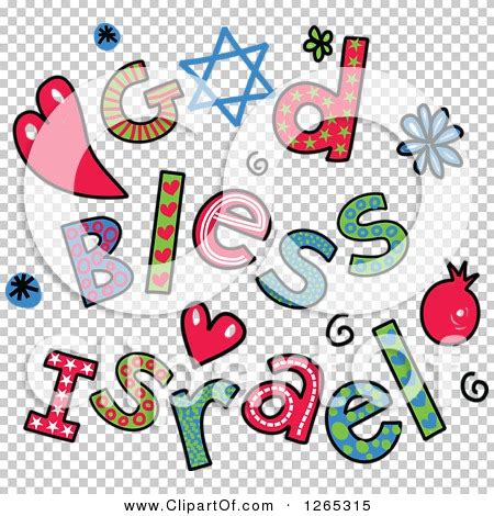 Clipart of Colorful Sketched God Bless Israel Text - Royalty Free ...