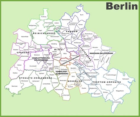 Berlin areas map - Berlin districts map (Germany)