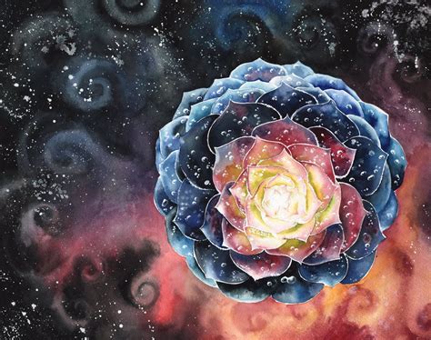 Cosmic Flower by JLGribble.deviantart.com on @deviantART ||| Botanical space watercolor painting ...