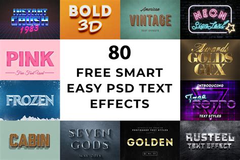 80 Free Smart Easy PSD Text Effects ~ Creativetacos