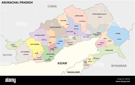 administrative and political map of indian state of Arunachal Pradesh 2020, india Stock Vector ...