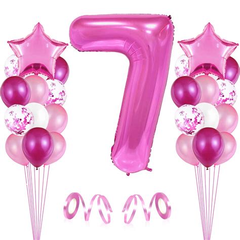 Buy 7th Birthday Balloons Decorations, Rose 7th Birthday Balloons, 7 ...