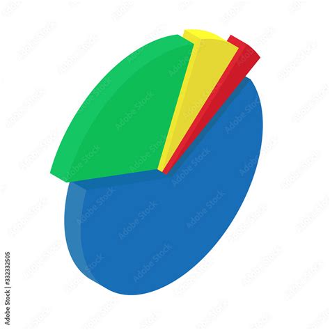 Pie chart of four sectors, different color, isometric design. 3D Render ...