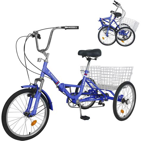 Adult Folding Tricycle 7 Speed 24 Inch 3 Wheel Bike Adult Tricycle ...