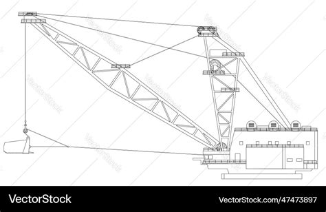 A dragline excavator heavy equipment Royalty Free Vector