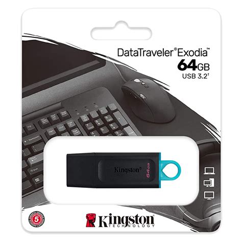 Buy Kingston DataTraveler Exodia 64GB USB 3.2 Flash Drive (200 MB/s Read Speed, DTX/64GB, Black ...