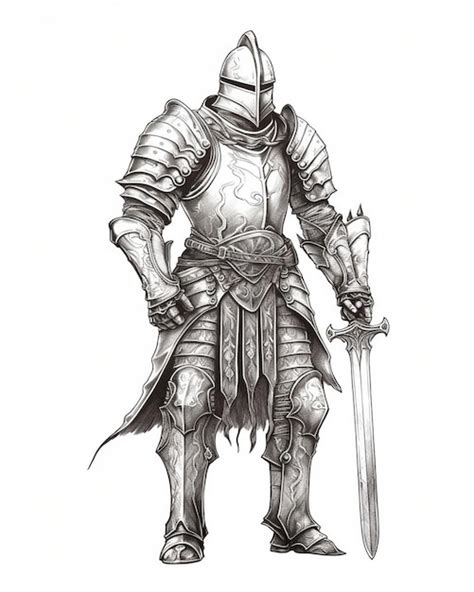 Premium AI Image | a drawing of a knight with a sword and shield.