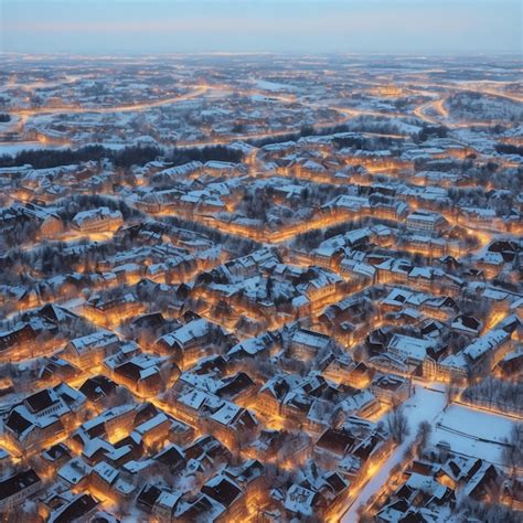 Premium AI Image | Aerial winter sunny frozen day view of snowy Vilnius ...