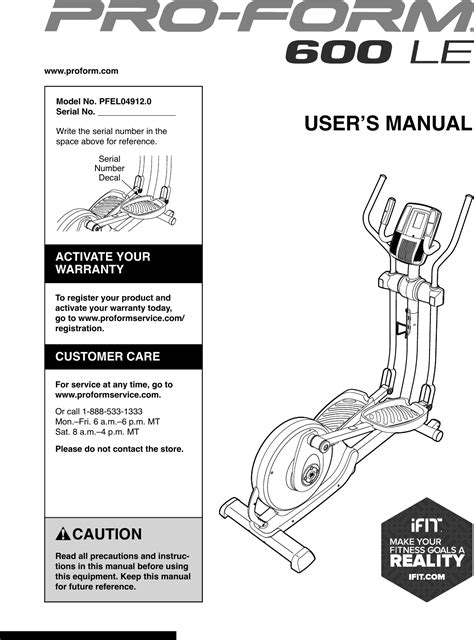 Proform 600 Le Elliptical Manual 820300 ManualsLib Makes It Easy To Find Manuals Online! User