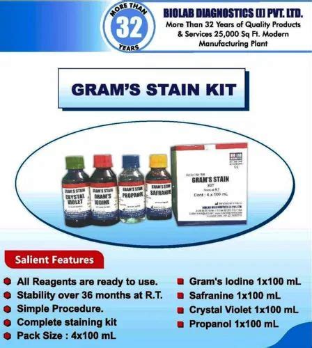 Gram's Staining Kit Biolab, For Health at Rs 350 in Mumbai | ID: 3948289155