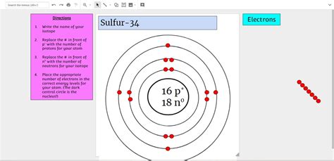 modified Bohr diagram for an atom of sulfur-34. Did I do it correctly? - Brainly.in