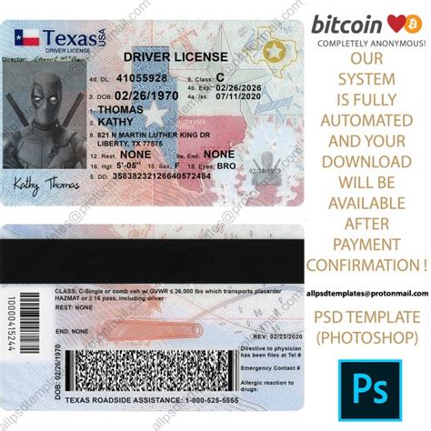 Free Editable Texas Drivers License Template