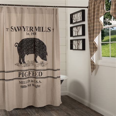 Sawyer Mill Pig Shower Curtain by VHC Brands