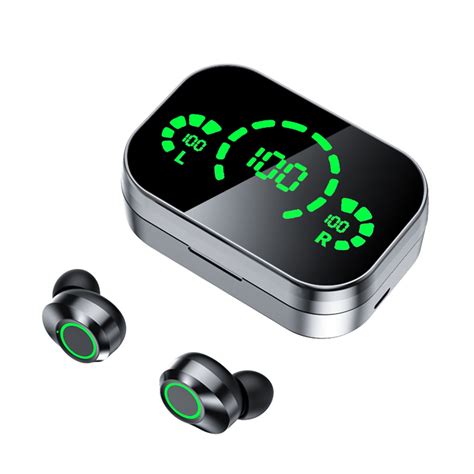 Wireless Headphones In Ear Stereo Earbuds LED Digital Display Charging ...