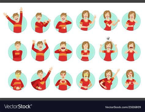 Emotion body language set with guy Royalty Free Vector Image