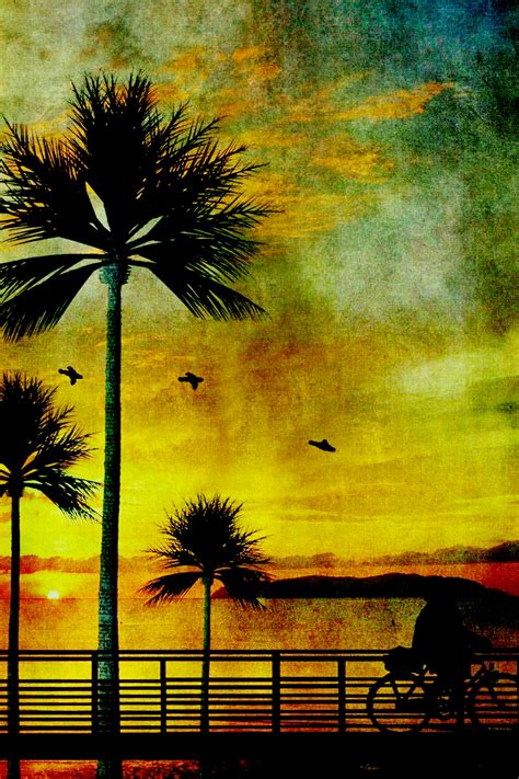 Palm Tree Sunset Painting Free Stock Photo - Public Domain Pictures