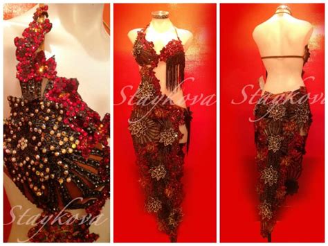 Pin on 드레스 | Samba costume, Dance dresses, Red dress