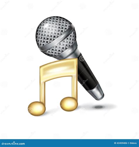 Microphone And Music Note On White Stock Illustration - Illustration of broadcast, perform: 42459406