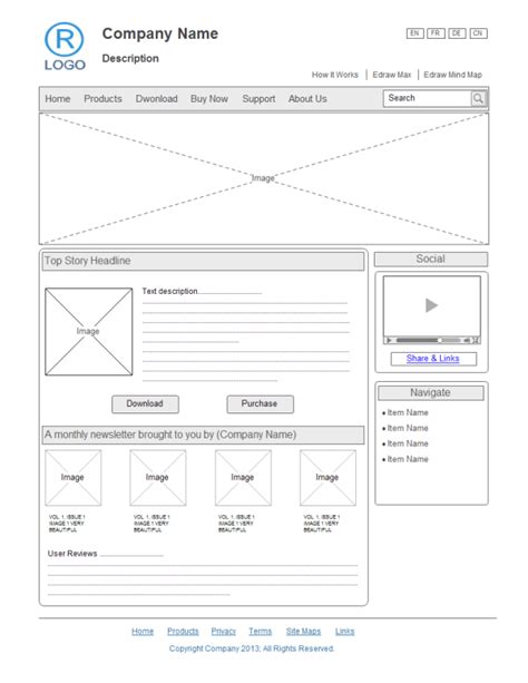 Website Design Wireframe Examples - Edraw