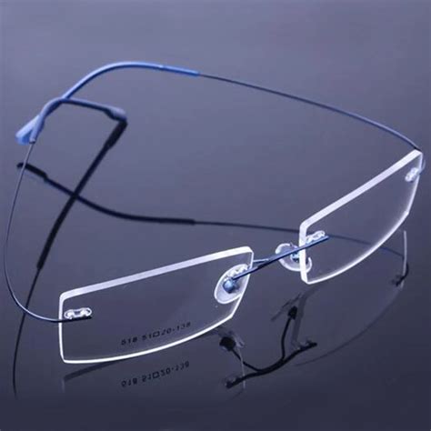 Rimless Titanium Eyeglasses Frames Women Men Flexible Optical Frame Prescription Spectacle ...