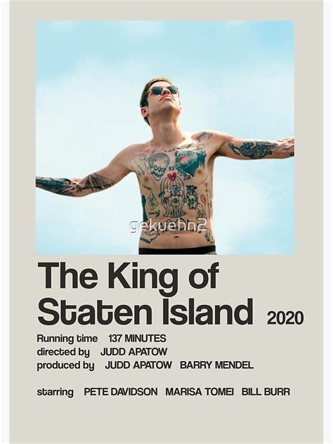 "The King of Staten Island - Pete Davidson Minimalist Poster " Poster ...