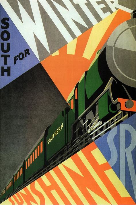 South for Winter - Southern Railway Art Deco Poster - Vintage Travel ...