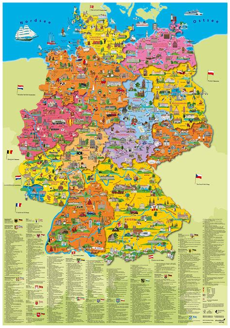 Germany tourist map - Tourist map of Germany with cities (Western Europe - Europe)