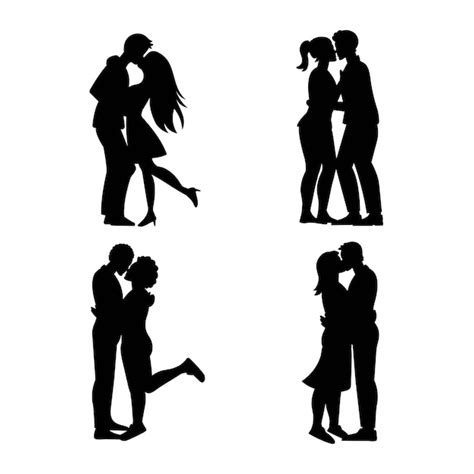 Free Vector | Flat design couple kissing silhouette