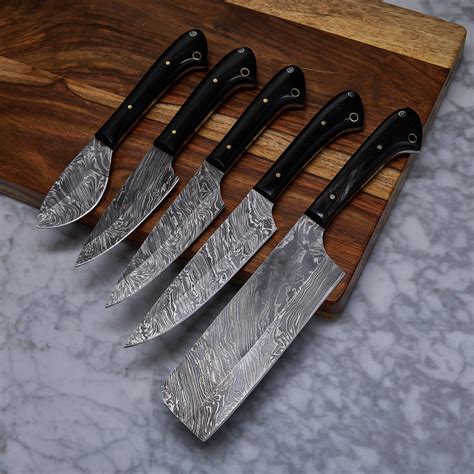 Handmade Damascus Kitchen Knife // 5 Piece Set // KCH-18 - Evermade ...