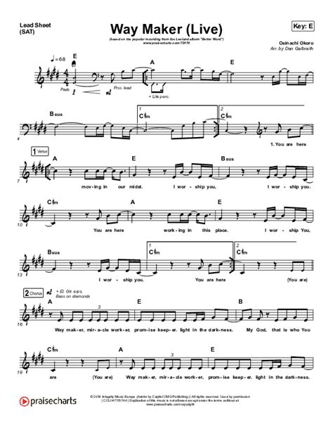 Way Maker (Live) Sheet Music PDF (Leeland) - PraiseCharts