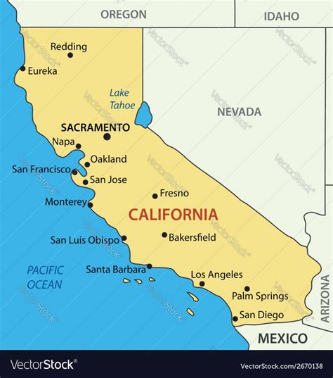 Vector Map Of California Political | One Stop Map - Picture Of ...