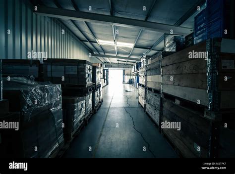 dark warehouse interior Stock Photo - Alamy