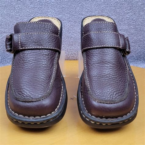 Born Brown Leather Wedge Heel Mule Clog Women's Size … - Gem