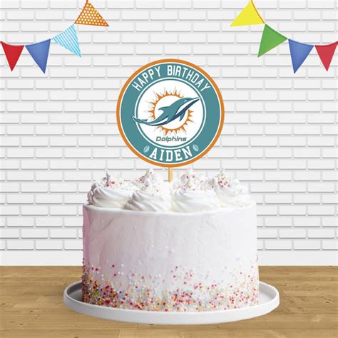 Miami Dolphins Cake Topper Centerpiece Birthday Party Decorations – Cakecery