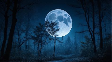 Premium AI Image | Spooky night forest background with full moon