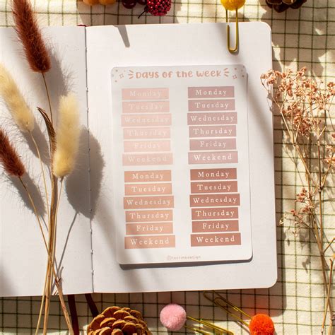 Week Days Sticker Sheet Days of the Week Planner Stickers - Etsy