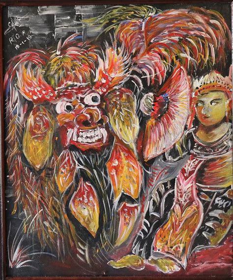 Tarian Barong Bali Barong Bali Dance Painting by Queen Galery | Saatchi Art