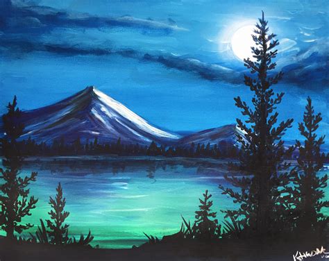 Cold Mountain Nights by Katie Husak - Paint Nite Paintings | Landscape paintings, Mountain ...