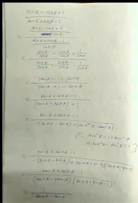 Prove that sin0-cos0+1/sin0+cos0-1 = 1/sec0-tan0 using the identity ...