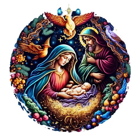 Colorful Christmas Holy Family Artwork Birth Of Jesus Christ, Jesus ...