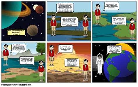 Earth;s Atmosphere Evolution Comic Strip Storyboard