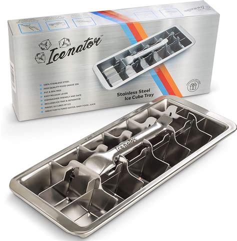 Amazon.com: Easy Removal Metal Ice Trays with Handle - Stainless Steel Ice Cube Maker and Tray ...