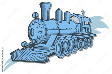 Old train logo. Locomotive drawing. Steam transport. Vector graphics to ...