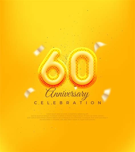 Premium Vector | Unique number with yellow balloon number illustration premium design for 60th ...