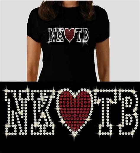 Stylish Rhinestone T-Shirt featuring NKOTB Logo