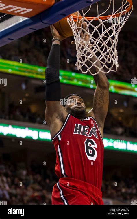 February 23, 2012: Miami Heat small forward LeBron James (6) goes up ...