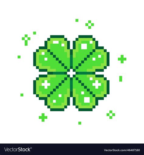 Four leaf clover pixel art Royalty Free Vector Image