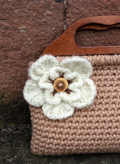 CROCHET PATTERN Crochet Purse With Flower and Button Adult - Etsy