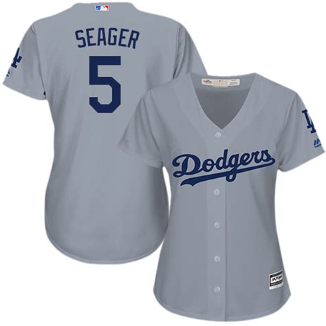 Women's Majestic Los Angeles Dodgers #5 Corey Seager Authentic Grey Road Cool Base MLB Jersey