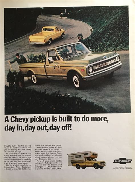 1969 Chevy Pickup Vintage Magazine Ad from Life Magazine | Pickup ...